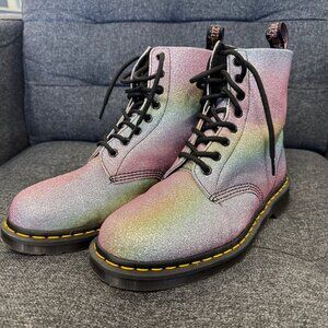 Dr. Martens 1460 Pascal Rainbow Glitter Multi Combat Boots - Discontinued Color